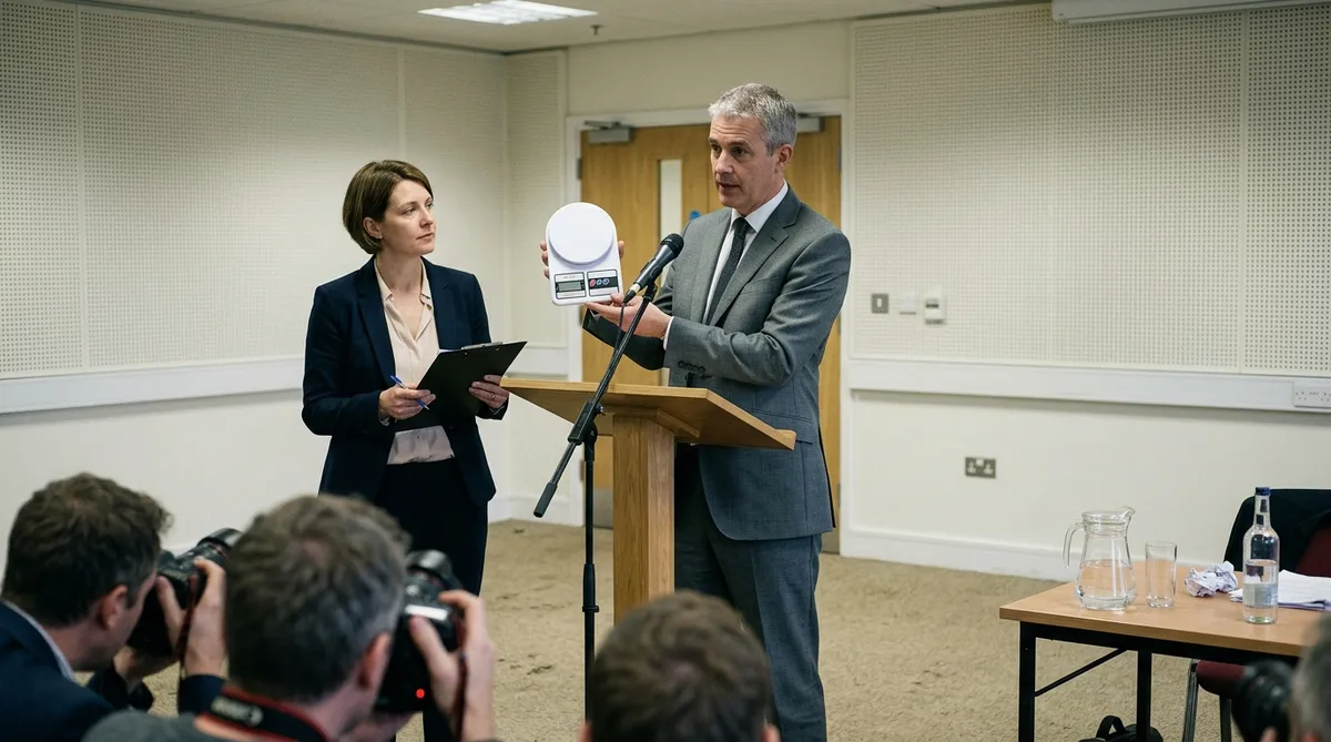 A plain Treasury press briefing room in Whitehall