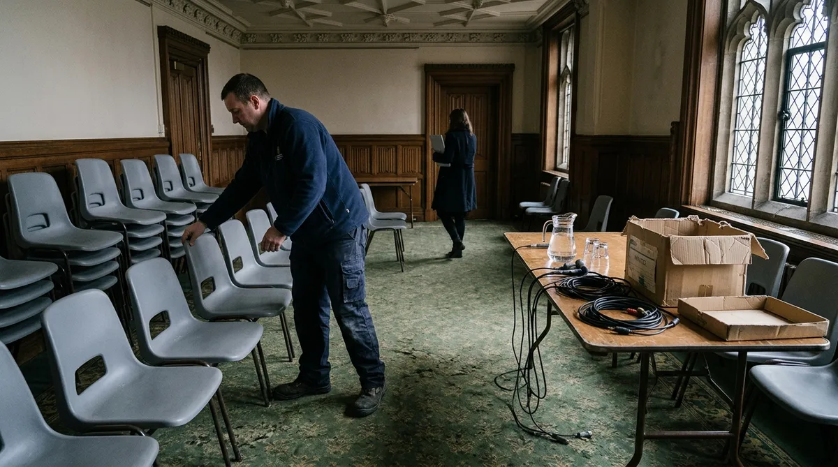 A cramped Westminster committee room in the Palace of Westminster