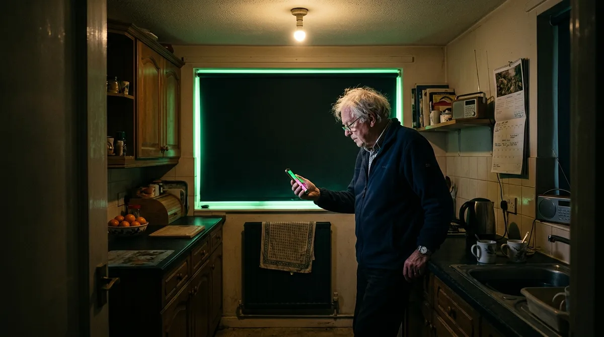 A small English village kitchen at night