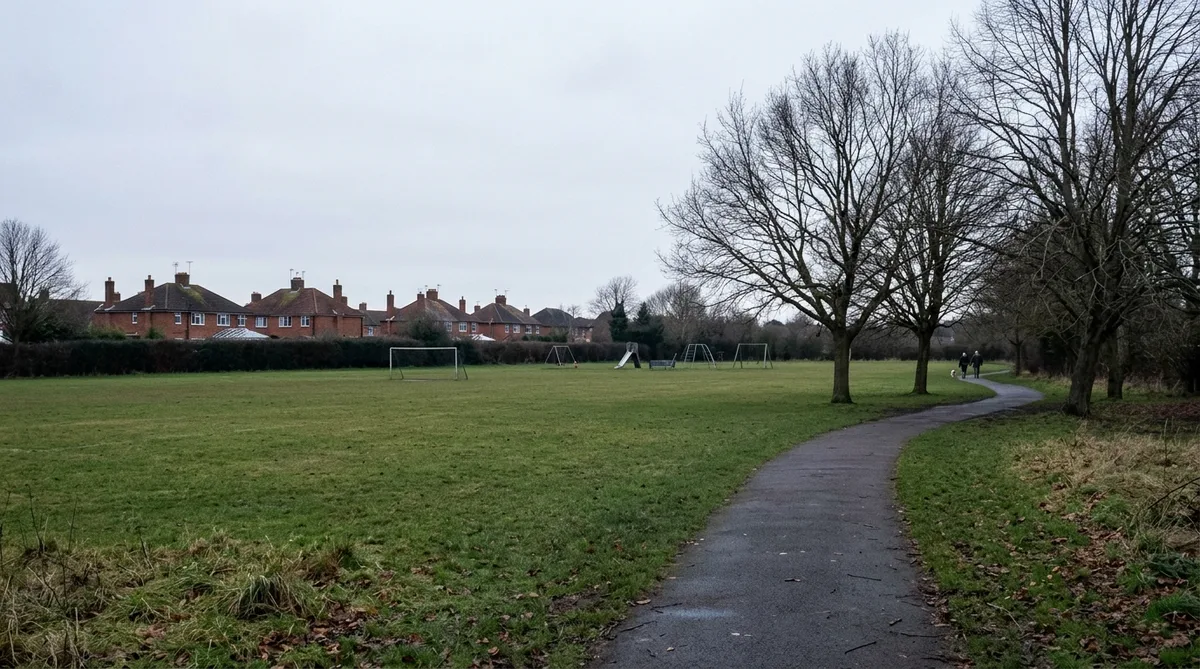 A wide daytime view across the Southern Road Recreation Area in Thame, Oxfordshire